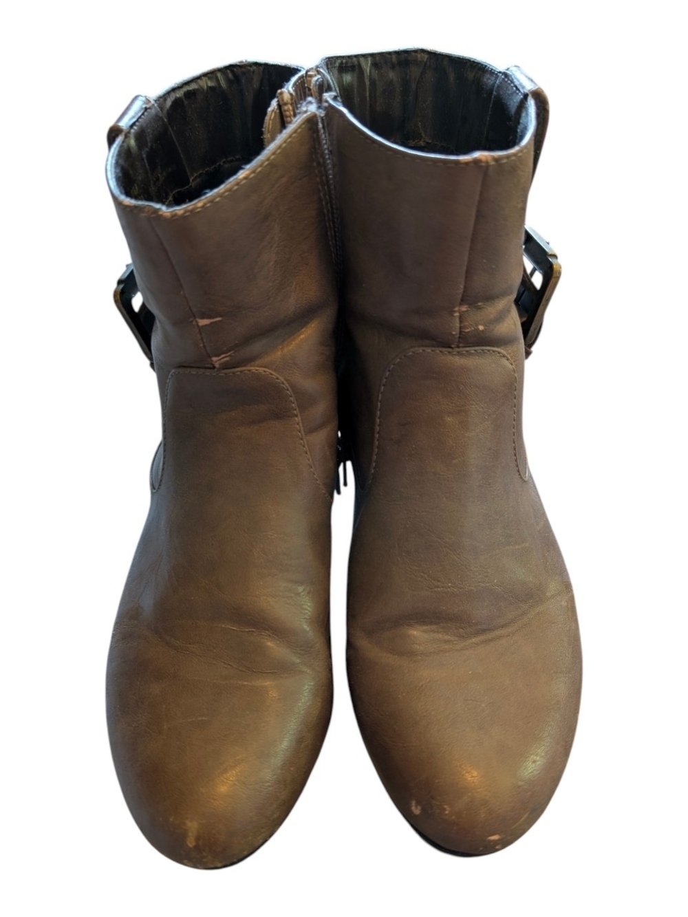 Naturalizer Brown Leather Ankle Booties with Buckle Detail